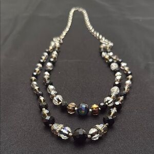 Cookie Lee Black and Silver Beaded Necklace
